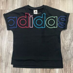 NWT: Adidas Youth Girls Black French Terry Logo Crop T-Shirt (XL; 16)